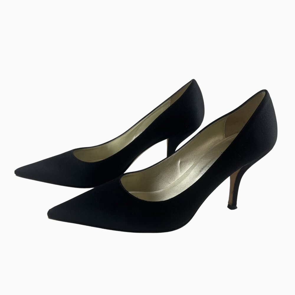 Anne Klein New York Preppy Sexy Professional Women 9.5M Black Pointed Toe Heels